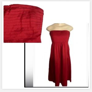 BANANA REPUBLIC DRESS RED STRAPLESS FIT & FLAIR STRAPLESS SILK DRESS SIZE 6